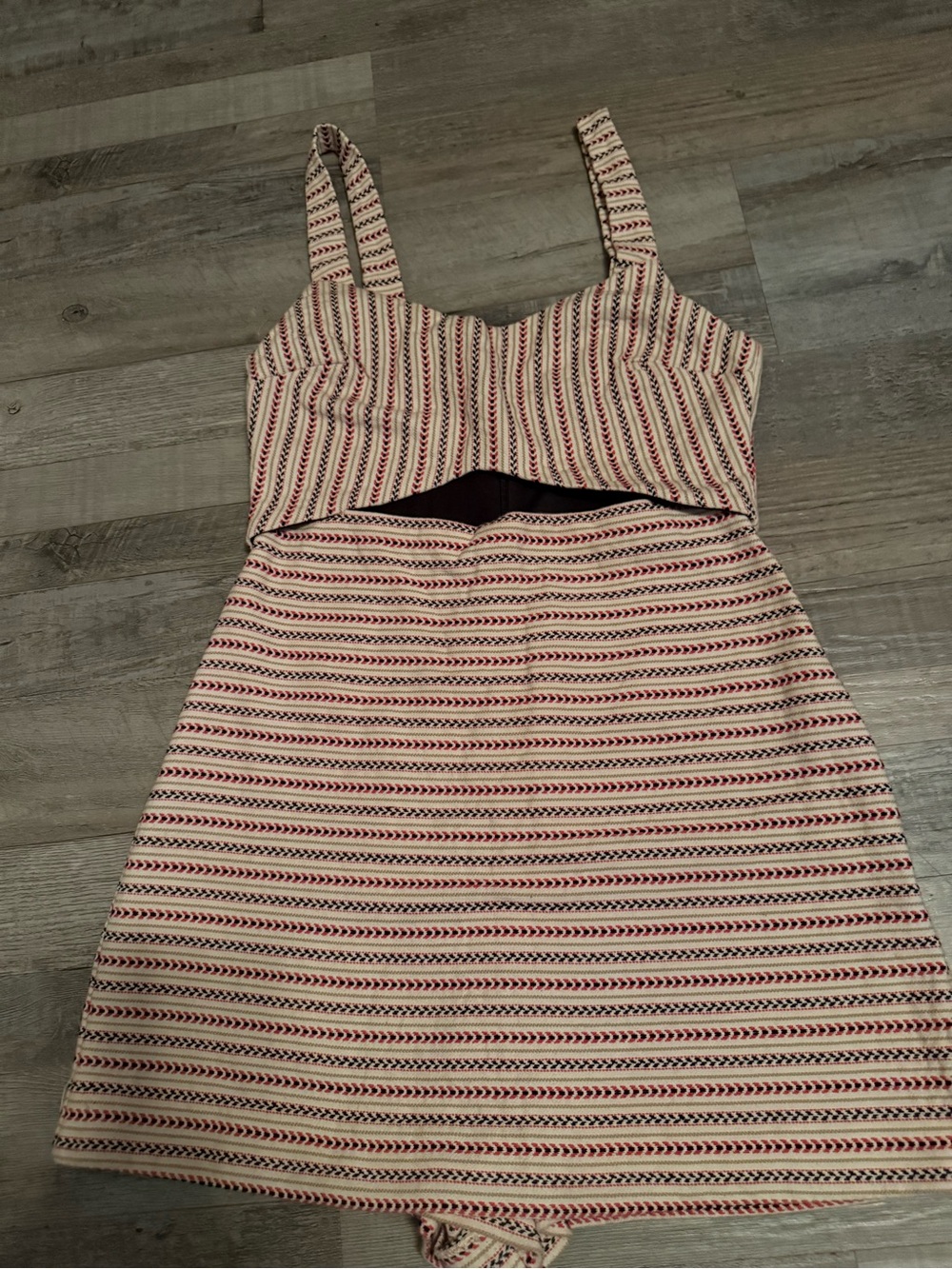 Zara Cream and Red Striped Cutout Mini Dress
